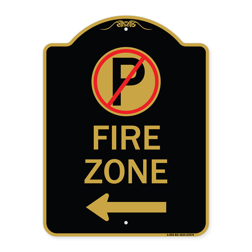 Fire Zone (No Parking Symbol and Left Arrow)