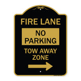 Fire Lane Tow-Away Zone with Right Arrow