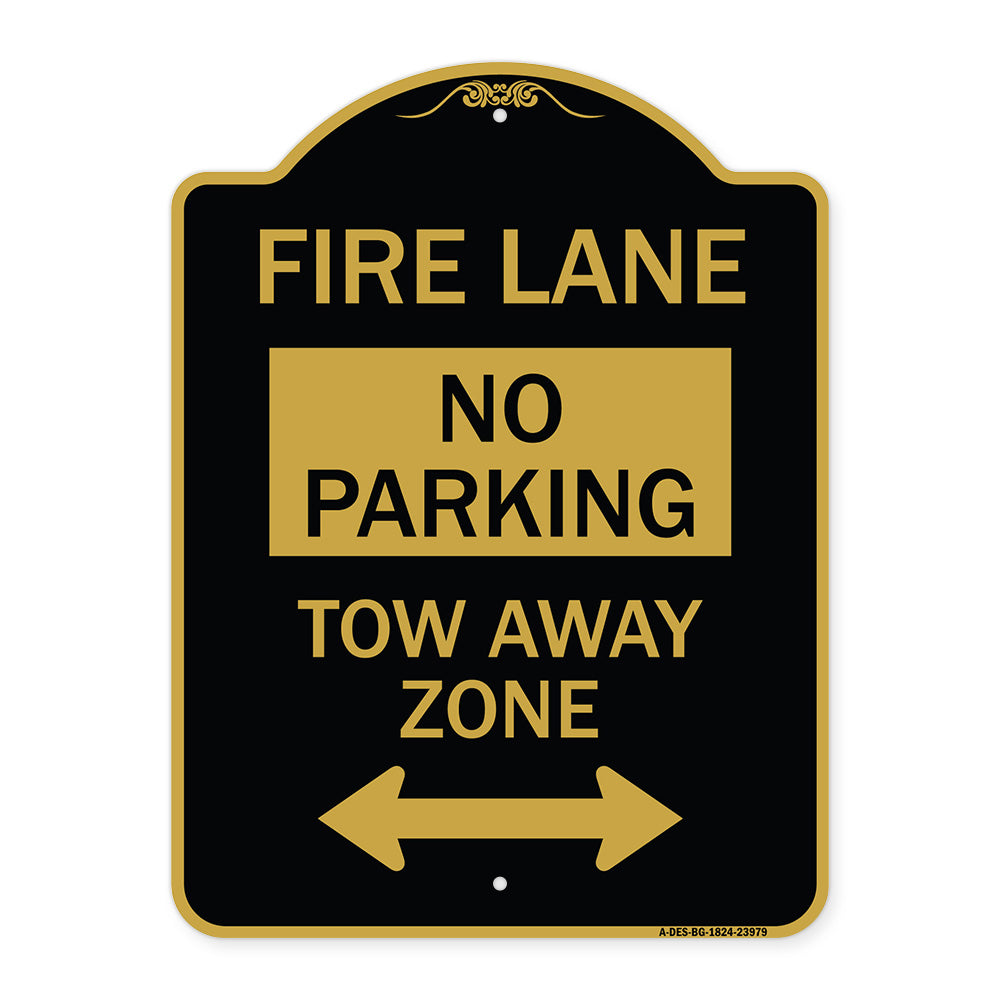 Fire Lane Tow-Away Zone with Bidirectional Arrow