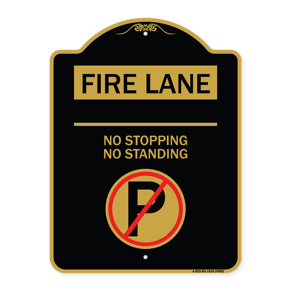 Fire Lane - No Stopping No Standing (With No Parking Symbol)