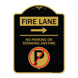 Fire Lane - No Parking or Standing Anytime (With No Parking Symbol and Right Arrow)