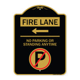 Fire Lane - No Parking or Standing Anytime (With No Parking Symbol and Left Arrow)