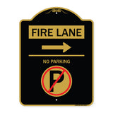 Fire Lane - No Parking (With No Parking Symbol and Right Arrow)