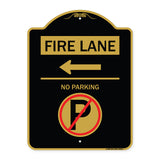 Fire Lane - No Parking (With No Parking Symbol and Left Arrow)