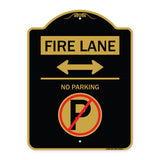Fire Lane - No Parking (With No Parking Symbol and Bidirectional Arrow)