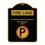 Fire Lane - No Parking $250 Fine (With No Parking Symbol)