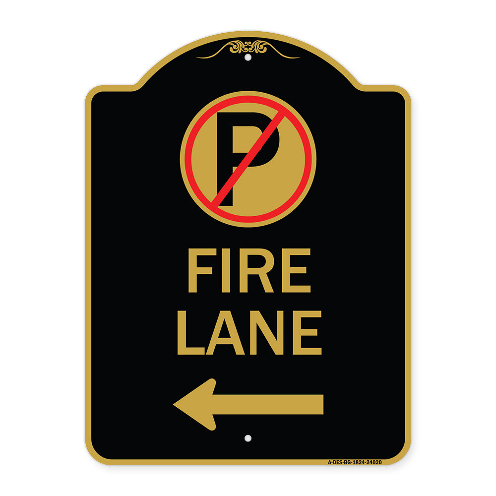 Fire Lane (No Parking Symbol and Left Arrow)