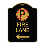Fire Lane (No Parking Symbol and Left Arrow)