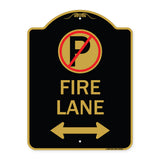 Fire Lane (No Parking Symbol and Arrow Pointing Left and Right)