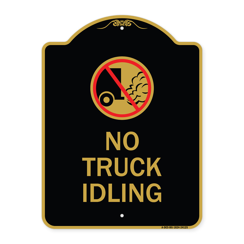 Driveway Sign No Truck Idling with Graphic