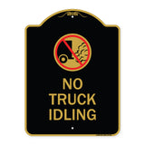 Driveway Sign No Truck Idling with Graphic
