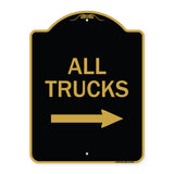 Driveway Sign All Trucks with Right Arrow