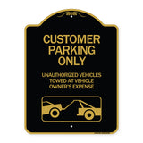 Customer Parking Only Unauthorized Vehicles Towed at Owner Expense with Graphic