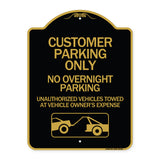 Customer Parking Only No Overnight Parking Unauthorized Vehicles Towed at Owner Expense with Graphic