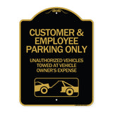 Customer and Employee Parking Only Unauthorized Vehicles Towed at Owner Expense with Graphic