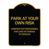 Company Not Responsible for Loss or Damage to Vehicles