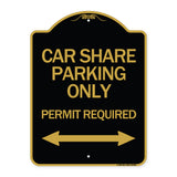 Car Share Parking Only Permit Required with Bidirectional Arrow