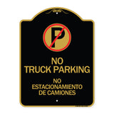 Bilingual No Parking Sign No Truck Parking No Estacionamiento De Camiones (With No Parking Symbol)