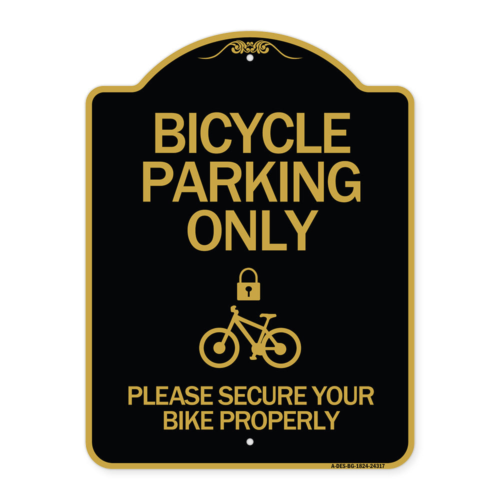Bicycle Parking Only Please Secure Your Bike Properly (With Cycle and Lock Symbol)