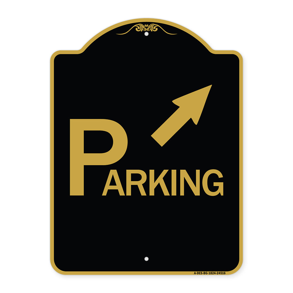 Parking with Arrow Pointing to Top Right