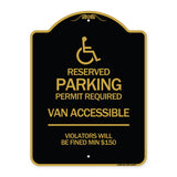 Connecticut Reserved Parking Permit Required Van Accessible Violators Will Be Fined Min $150 with Symbol