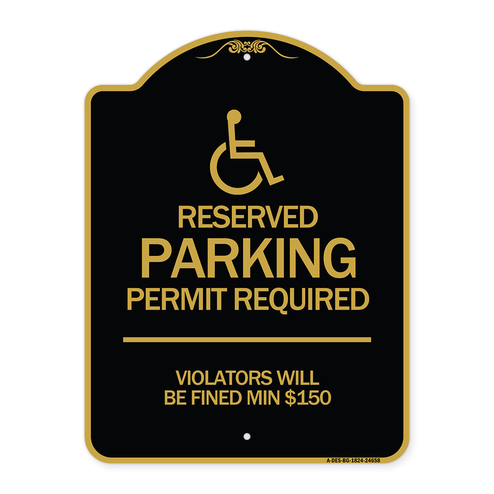 (Modern Isa Symbol) Connecticut Reserved Parking Permit Required Violators Will Be Fined Min $150