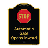 Stop, Automatic Gate, Opens Inward With Symbol