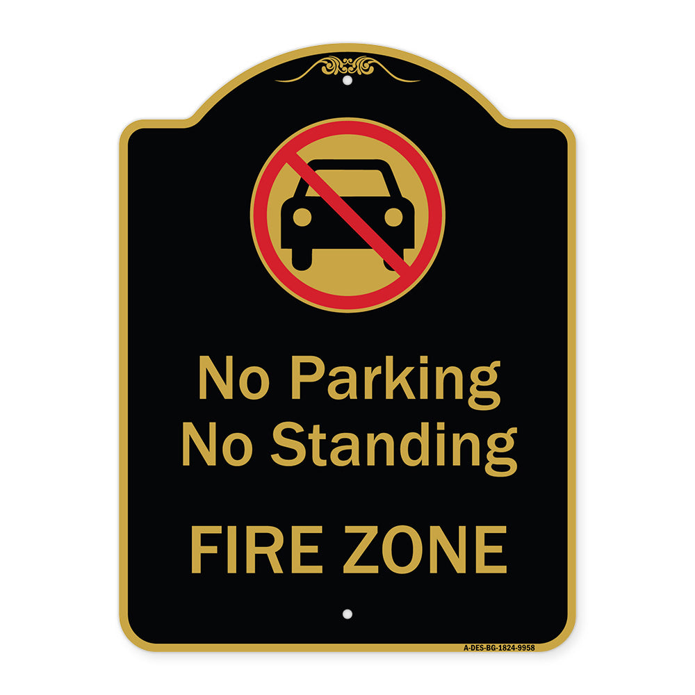 No Parking Or Standing, Fire Zone With Graphic