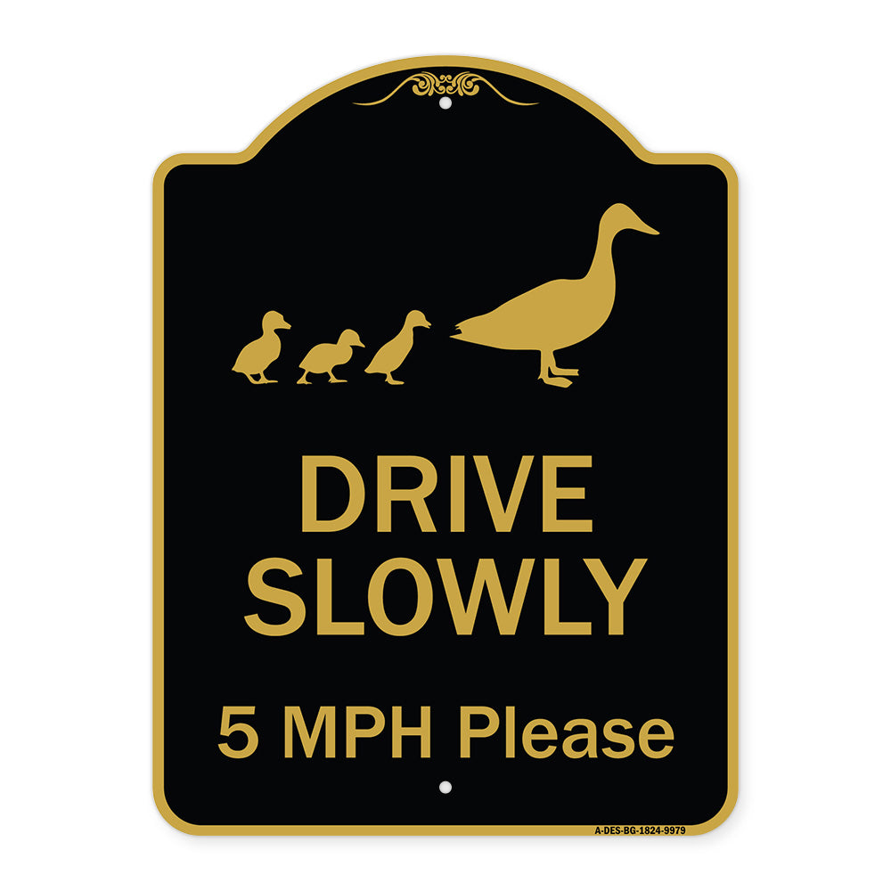Drive Slowly 5 Mph Please With Duck And Ducklings Walking Graphic