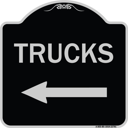 Trucks Sign Trucks (With Left Arrow)