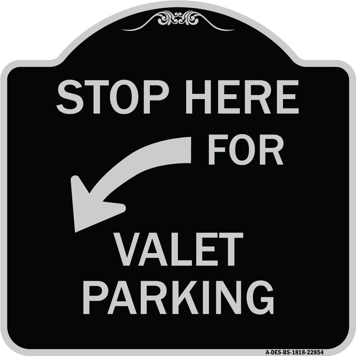 Stop Here for Valet Parking (Left Arrow)