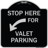 Stop Here for Valet Parking (Left Arrow)