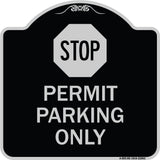Stop - Permit Parking Only (With Stop Symbol)