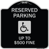 Reserved Parking Up to $500 Fine (Handicapped Symbol)