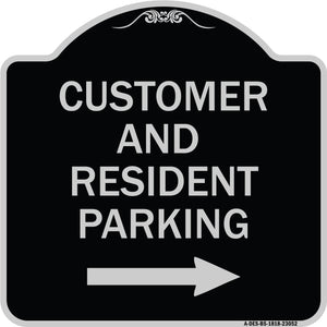 Reserved Parking Sign Customer and Visitor Parking (With Right Arrow)