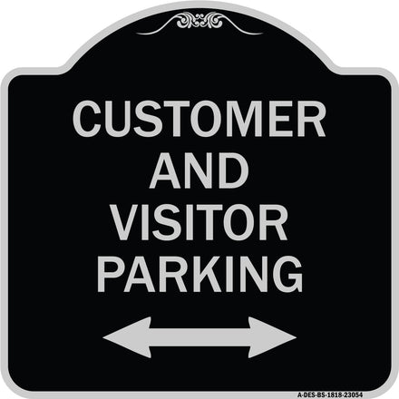 Reserved Parking Sign Customer and Visitor Parking (Bidirectional Arrow)