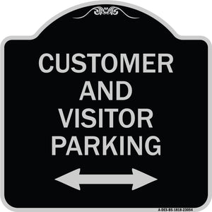 Reserved Parking Sign Customer and Visitor Parking (Bidirectional Arrow)