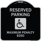 Reserved Parking Maximum Penalty $250 (With Handicapped Symbol