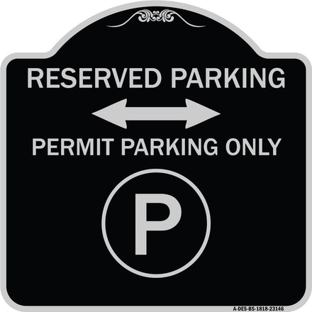 Reserved Parking - Permit Parking Only with Symbol and Bidirectional Arrow