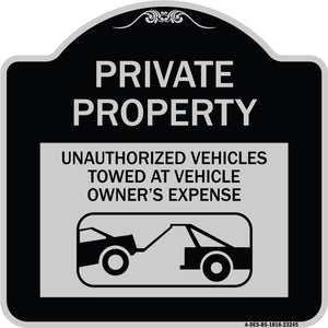 Private Property Unauthorized Vehicles Towed at Owner Expense with Graphic