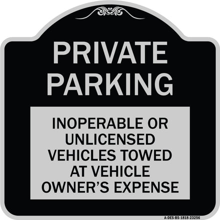Private Parking Inoperable or Unlicensed Vehicles Towed at Vehicle Owner's Expense