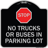 Parking Lot Rules Sign Stop - No Trucks or Buses in Parking Lot (With Stop Symbol)