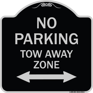 No Parking Tow Away Zone with Bidirectional Arrow