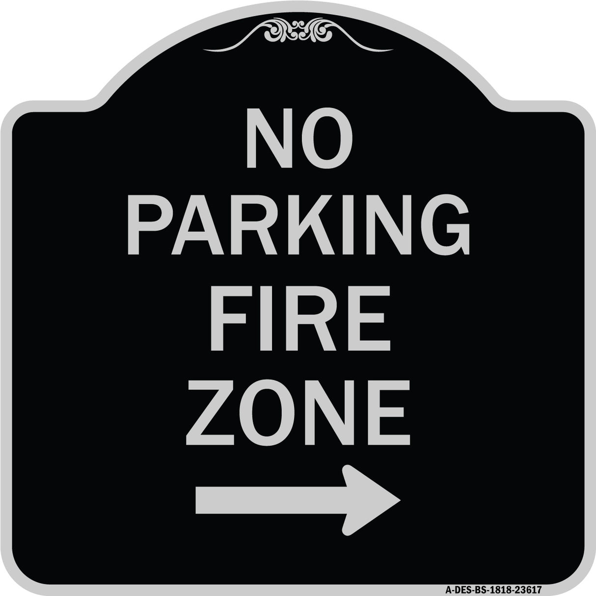 No Parking Fire Zone with Right Arrow