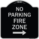 No Parking Fire Zone with Right Arrow