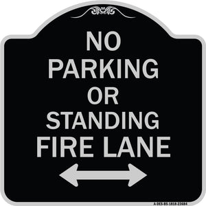 No Parking or Standing Fire Lane (With Bidirectional Arrow)