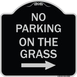 No Parking on the Grass with Right Arrow