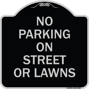No Parking on Street or Lawns