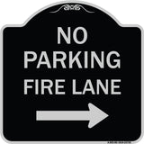 No Parking Fire Lane (With Right Arrow)
