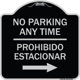 No Parking Anytime Prohibido Estacionar (With Right Arrow)